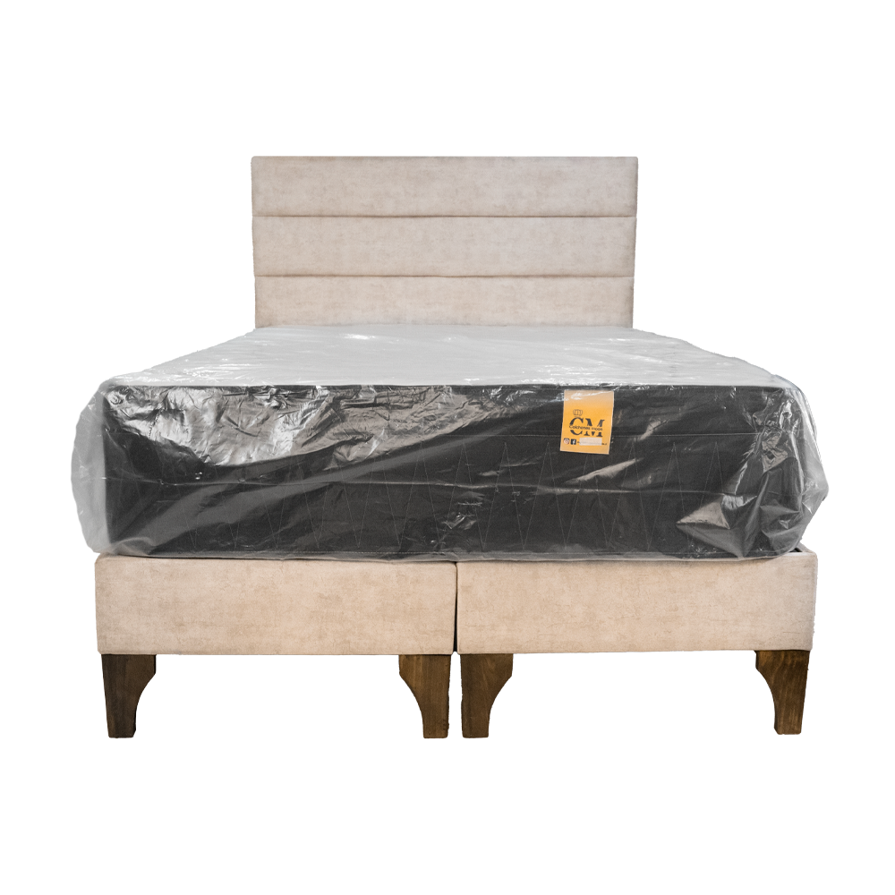 Cama 2 Plazas con Colchón Fantasy 3.0 Doble Pillow y Respaldo Lineal