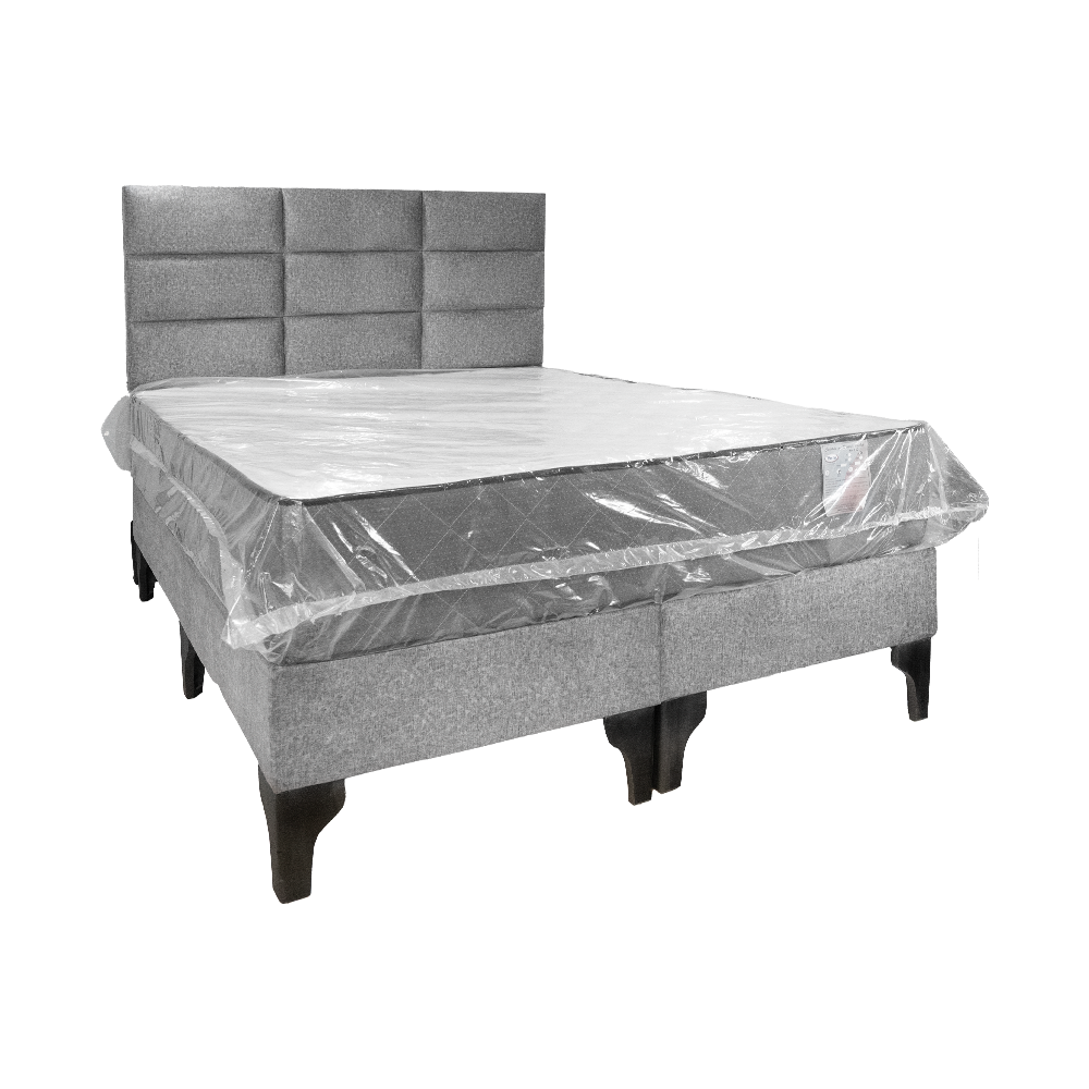 Cama Completa 2 Plazas con Colchón Pocket y Respaldo – Madera Firme